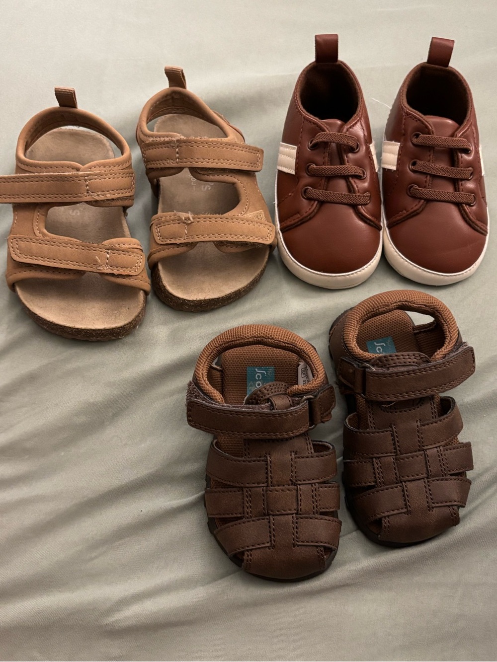 Toddler Brown Leather Lace-Up Sneakers and Sandals Set